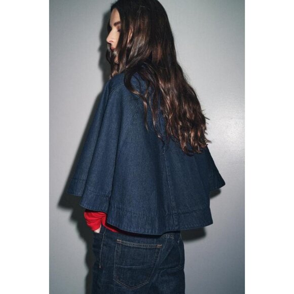 ZARA DENIM CAPE WITH TOGGLES - Picture 6 of 9
